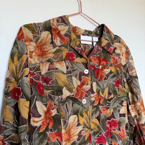 VTG Alfred Dunner Womens Top Size 14 Fall Leaves Thanksgiving Grannycore Prairie - Picture 2 of 6